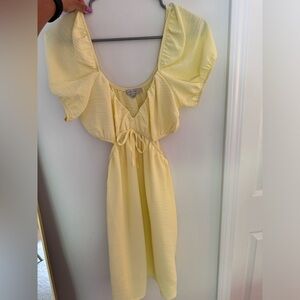 Yellow cutout mini dress